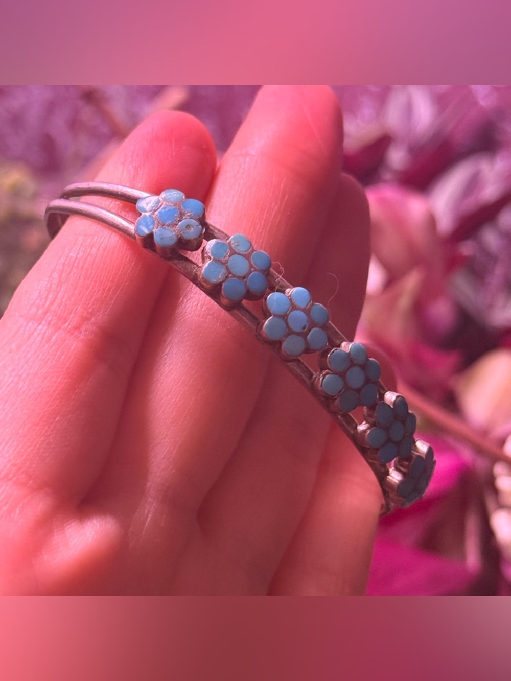 Vintage Dishta Turquoise Cuff Bracelet Sterling Silver 925 Southwestern Old Pawn - Picture 3 of 9